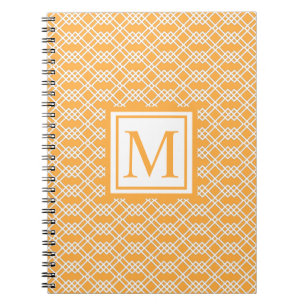 Modern Lattice Geometric Monogram Mango Sorbet Anteckningsbok