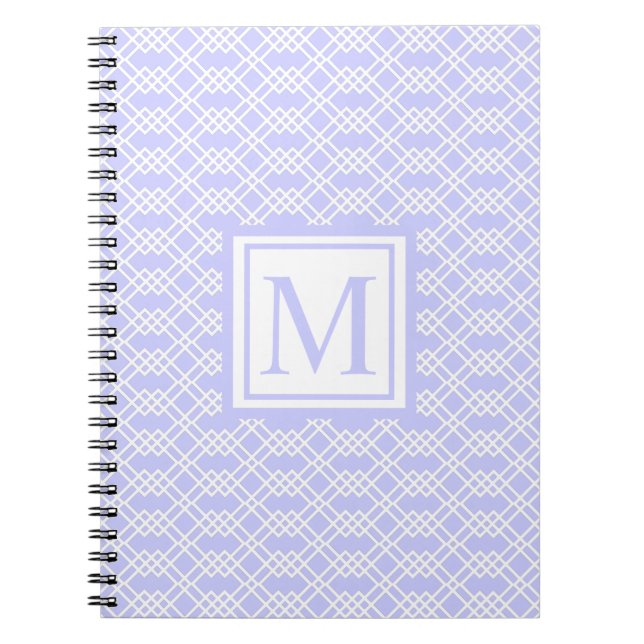 Modern lattice Geometric Monogram Periwinkle Blue Anteckningsbok (Framsidan)