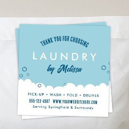 Modern Laundry Service Blue & White Thank You Card Tilläggskort
