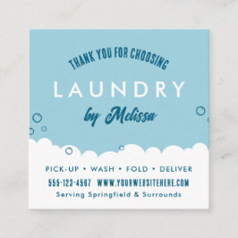 Modern Laundry Service Blue & White Thank You Card Tilläggskort