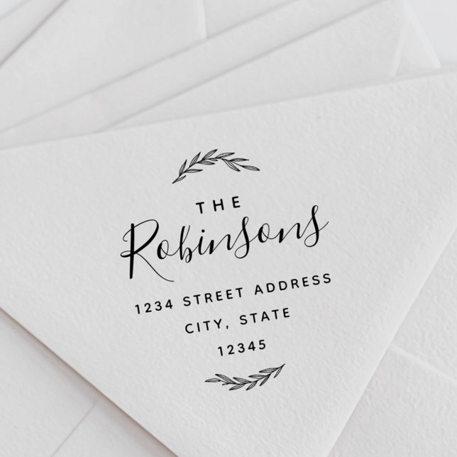 Modern Laurel Family Namn Returadress Självfärgande Stämpel (Skapare uppladdad)