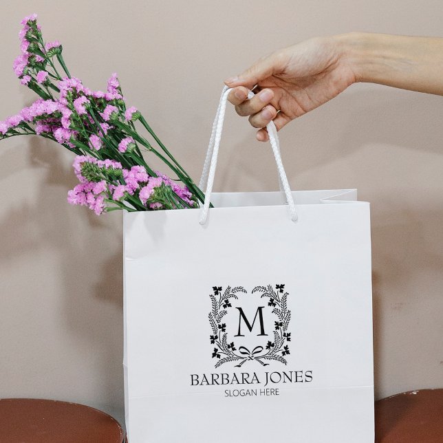 Modern Laurel Monogram, Small Business Large Stämpel (Skapare uppladdad)