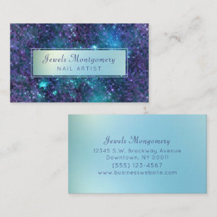 Modern Lavendar Teal Galaxy Star Visitkort