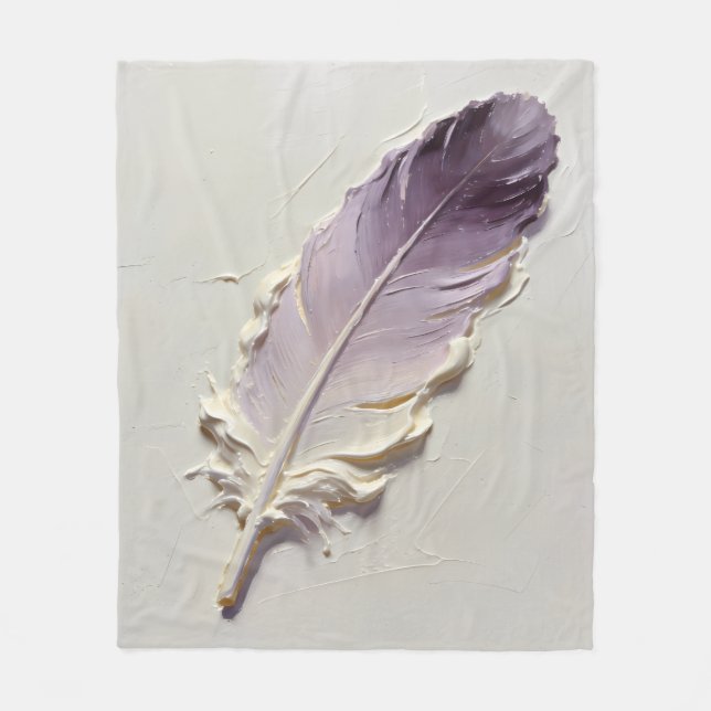 Modern Lavendel 3D Impasto Fjäder Oljemålning Fleecefilt (Framsidan)