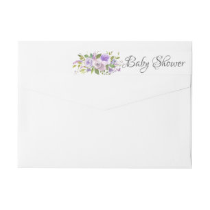 Modern lavendel blommar baby showeretiketten etikettband