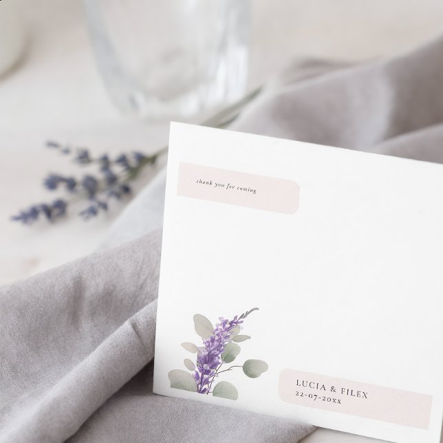 Modern Lavendel Eukalyptusblad Bröllop Pappersservett (Skapare uppladdad)