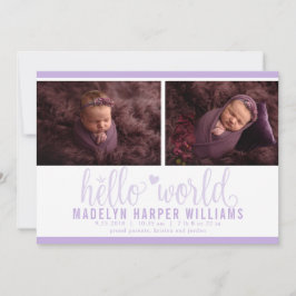Modern Lavendel Lila Hello World Fotokollage Meddelande