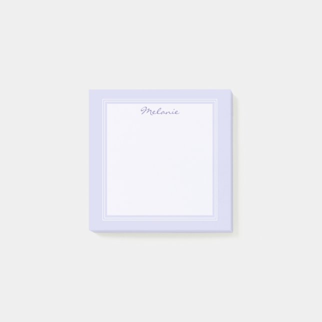 Modern Lavendel Lila Syren Vit Kant Script Post-it Block (Framsida)