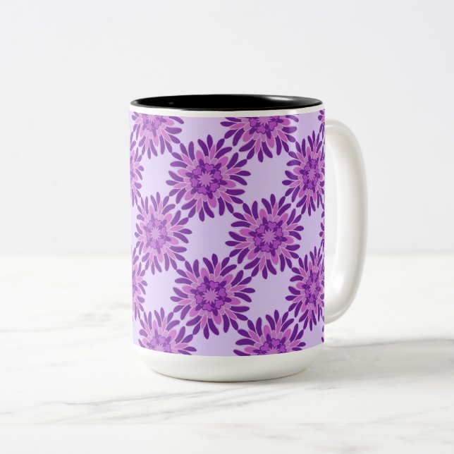 Modern Lavendel & Lila Tusenskönsblomma Två-Tonad Mugg (Framsida höger)