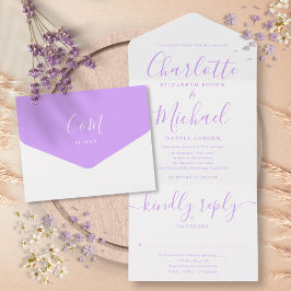 Modern Lavendel Syren Script Minimalistisk Bröllop