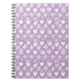 Modern Lavendel Tulpan Vit Blommönster Anteckningsbok