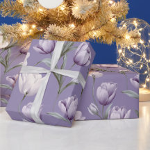 Modern Lavendel Tulpan Vit Blommönster