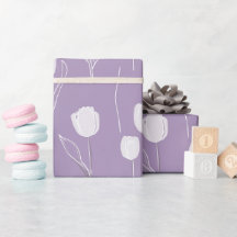 Modern Lavendel Tulpan Vit Blommönster