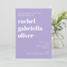 Modern Lavender Bat mitzvah med fetstil