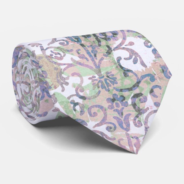 Modern Lavender Blommigt Damask Watercolor Mönster Slips (Rullad)