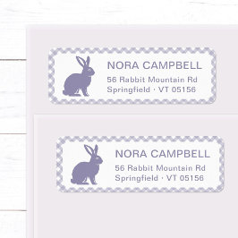 Modern Lavender Bunny Gingham Returadress Returadress Etikett