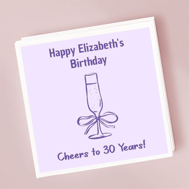 Modern Lavender Cheers till 30 år Birthday Napkin Pappersservett (Skapare uppladdad)