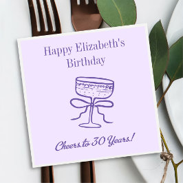 Modern Lavender Cheers till 30 år Birthday Napkin Pappersservett