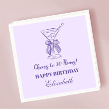 Modern Lavender Cheers till 30 år Birthday Napkin
