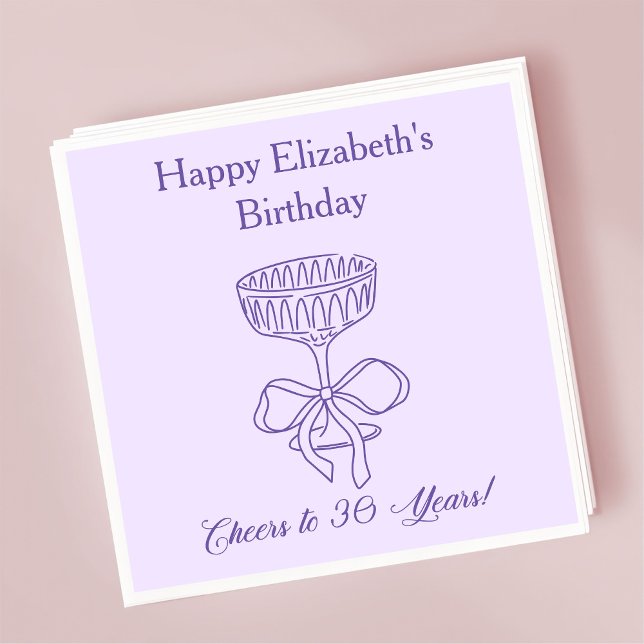 Modern Lavender Cheers till 30 år Birthday Napkin Pappersservett (Skapare uppladdad)