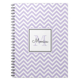 Modern Lavender Chevron Mönster Monogram Anteckningsbok