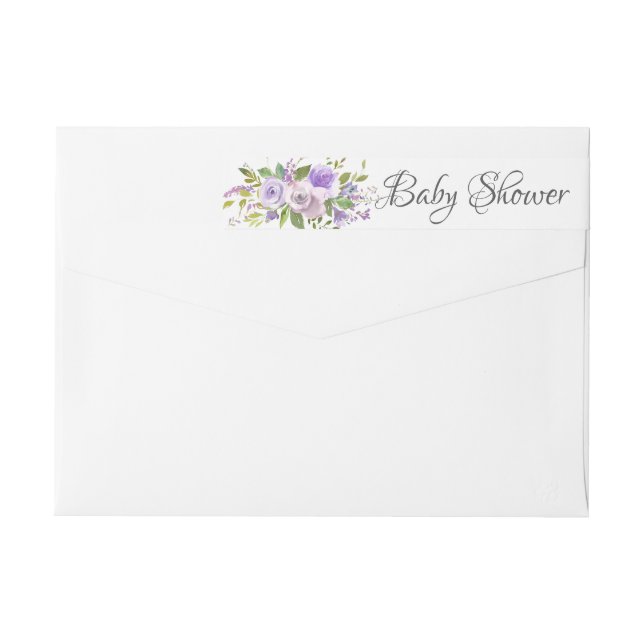 Modern Lavender Flowers BABY Shower-etikett Etikettband (Baksidan)