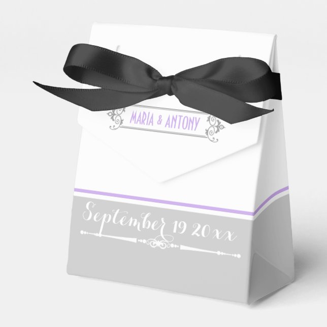 Modern lavender, grått, vit vintage bröllop presentaskar (Framsidan Sidan)