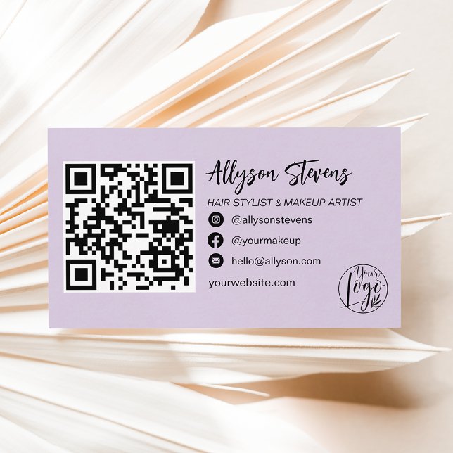 modern lavender-hårsmakeup-fotokod för logotyp qr- visitkort (Skapare uppladdad)
