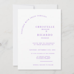 Modern Lavender-inbjudan om minimalistiskt bröllop Inbjudningar