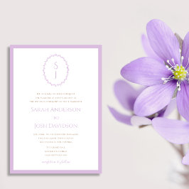 Modern Lavender Lila Classy Monogram Inbjudningar