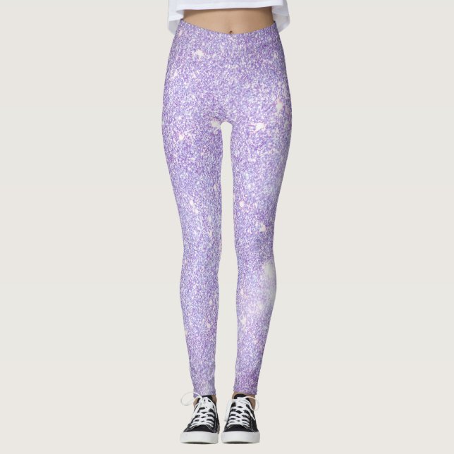 Modern Lavender lila Glitter Sparkles Gift Leggings (Framsida)