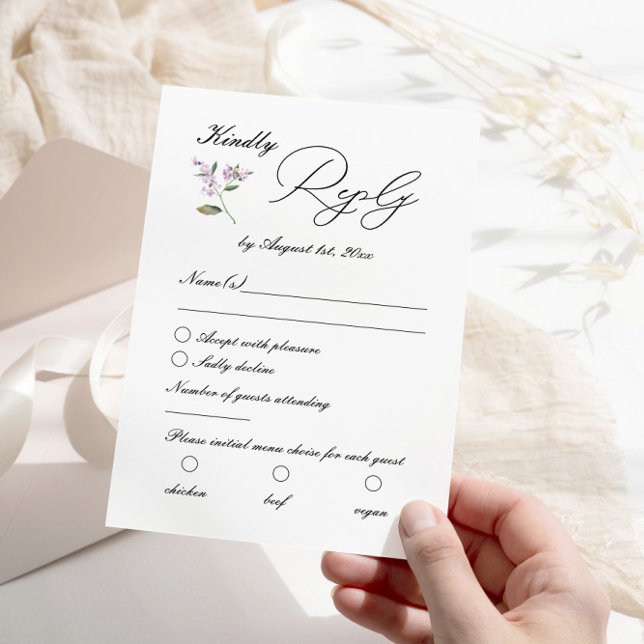 Modern Lavender Lila WildblommBröllop OSA Kort (Skapare uppladdad)