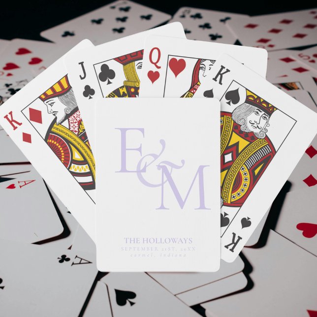 Modern Lavender Monogram Wedding Guest Book Casinokort (Modern Lavender Monogram Wedding Guest Book Poker Cards)