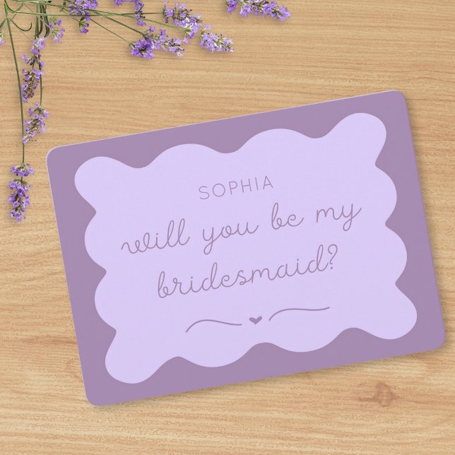 Modern Lavender Personlig Bridesmaid Frieri Anteckningskort (Skapare uppladdad)