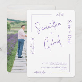 Modern Lavender Photo Bröllop spara datum II Datumet