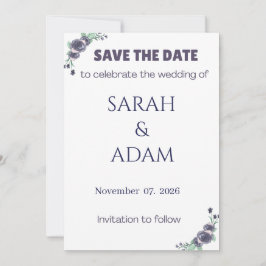 Modern Lavender Rose Wedding Save the Date Card Spara Datumet