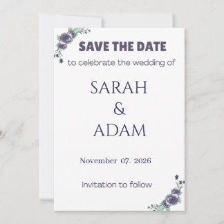Modern Lavender Rose Wedding Save the Date Card Spara Datumet