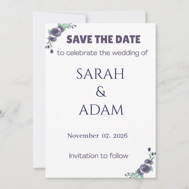 Modern Lavender Rose Wedding Save the Date Card Spara Datumet (Framsida)