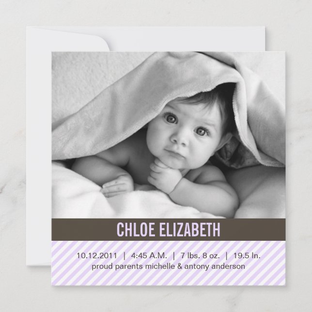 Modern Lavender Streck Baby-meddelanden Meddelande (Framsida)
