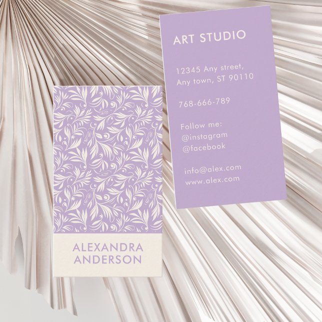 Modern Lavender Swirl Mönster Visitkort (Modern Lavender Swirl Pattern Business Card)
