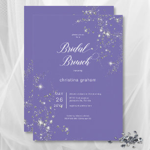 Modern Lavender White Glam Diamonds Möhippa Brunch Inbjudningar