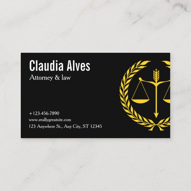 Modern Law & Justice Business Card | Attorney Visitkort (Baksida)