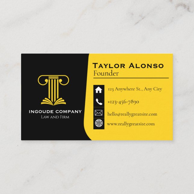 Modern Law & Justice Business Card | Attorney  Visitkort (Baksida)
