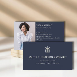 Modern Law Office Lawyer Photo Navy Cream Visitkort