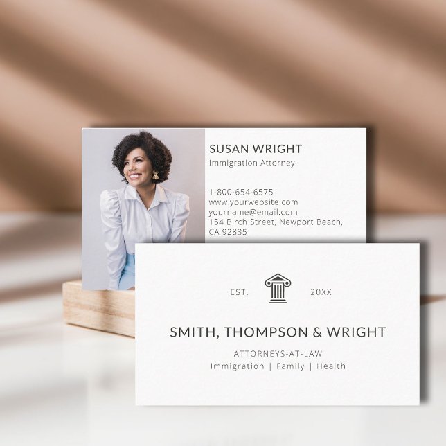 Modern Law Office Logotyp Legal Lawyer Minimal Pho Visitkort (law lawyer attorney paralegal professional business card logo social media classic minimalist year )