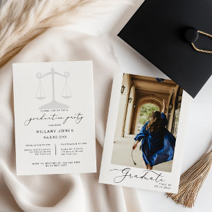 Modern Law School Paralegal Studenten Calligraphy Inbjudningar