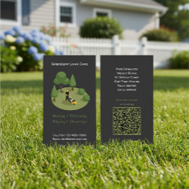 Modern Lawn Mowing Service Business Card with QR  Visitkort