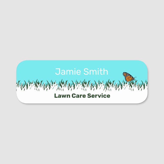 Modern Lawn Service Gräsmaskin Siluett Namnbricka (Framsida)