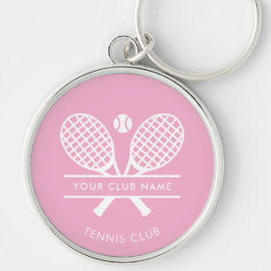 Modern Lawn Tennis Klubb Namn Lag Pink Anpassad Rund Silverfärgad Nyckelring