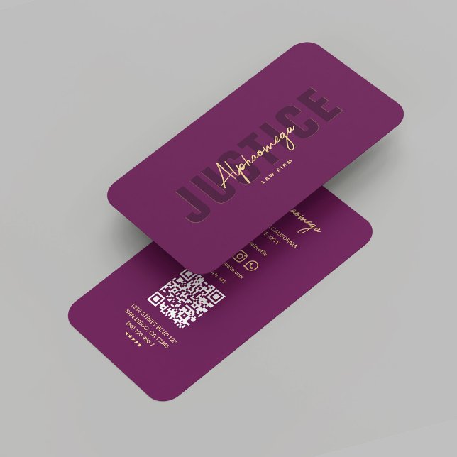Modern Lawyer Justice Solicitor Domor Lux Lila Visitkort (Modern Lawyer Justice Solicitor Luxury Purple Business Card
)